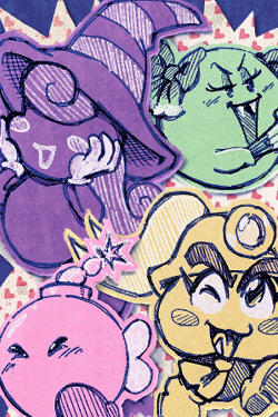 Four colorful characters in a papercut style